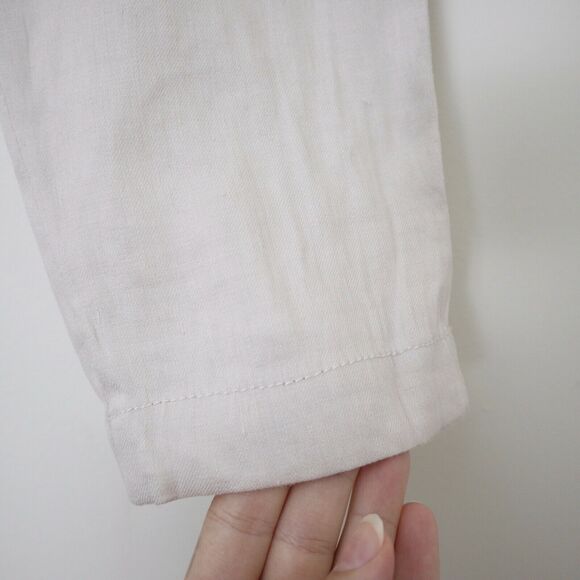 Vince Size 4 Linen Blend Patchwork Cargo Jogger Pants Cream Zipper Front - Picture 8 of 12